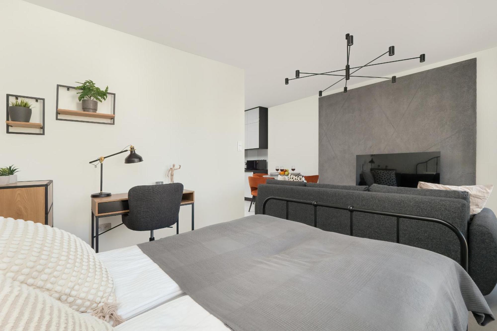 Luksusowe Studio W Lodzi Z Biurkiem, Balkonem I Klimatyzatorem By Renters Prestige Exterior foto